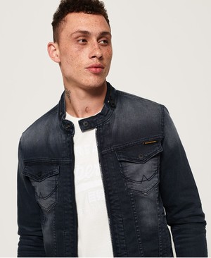 Superdry Biker Férfi Kabát Kék | OCIJU9670